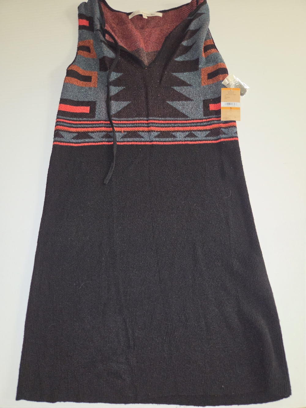 RACHEL Rachel Roy Black Knit Dress with Multicolor Aztec Yoke